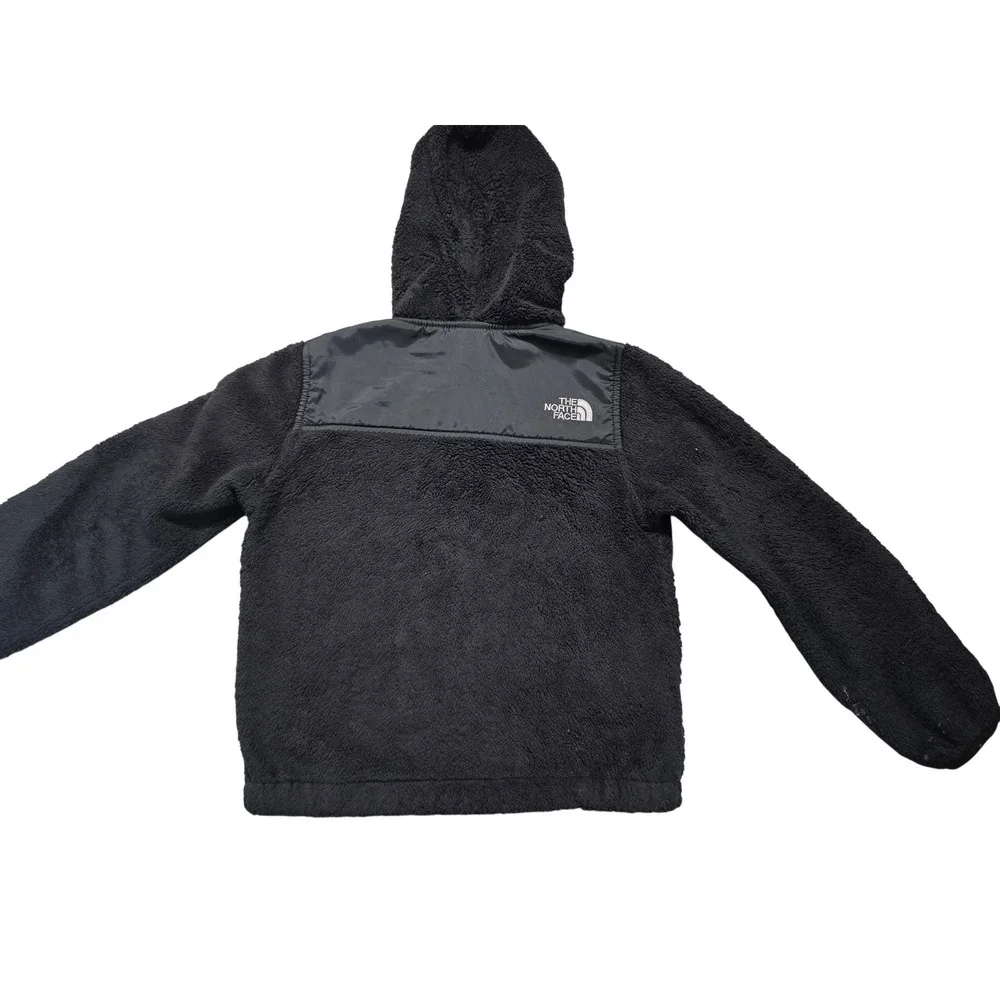 The North Face Boys Chimborazo Full Zip Hooded Fleece Jacket Black Flaw Sz 6